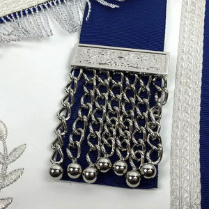 Delantal Masónico de Ex-Maestro Masón de la Logia Azul, Blanco y Azul Rey con Bordado Plateado, Diseño Personalizado Aceptable - Product Image 4