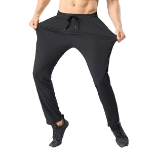 Pantalones Deportivos para Hombre, Negros, Resistentes al Viento, 100% Algodón, de Secado Rápido, Cintura Elástica con Cordón, Estilo Casual, con Bolsillos Laterales - Product Image 4