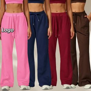 Pantalones de chándal holgados de color liso con cordón para mujer, joggers de pierna recta, pantalones deportivos oversize para mujer - Product Image 6