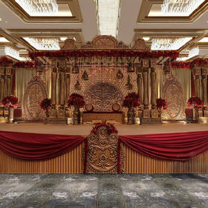 Décoration de scène de mariage romantique et contemporaine sur le thème Fer, Argent, Or avec éclairage, installation durable - Product Image 1