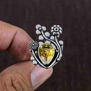 Anillo de Citrino Facetado, Estilo Boho, Plata de Ley 925, Hecho a Mano, Joyería con Piedras Preciosas, Regalo de Lujo para Mujer - Product Image 4