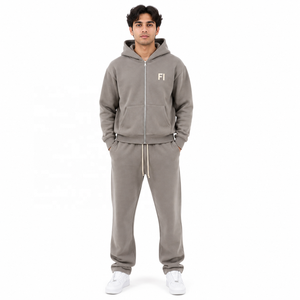 Conjunto Deportivo Unisex de Sudadera con Capucha y Pantalones de Chándal, Estilo Boxy, Corto, Oversize, con Estampado Personalizado, Cremallera, 100% Algodón, Alta Calidad, Venta al por Mayor - Product Image 1