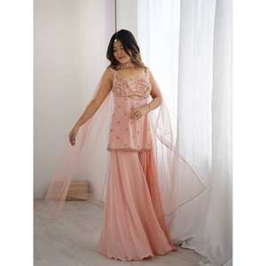 Top de fête pour femmes de créateur Plazzo Beautiful Dupatta Set - Product Image 4