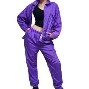 Chaqueta Cortavientos Impermeable Morada Vintage Casual con Cremallera Completa para Mujer, Traje de Alta Calidad, Ropa Deportiva para Dama - Product Image 1
