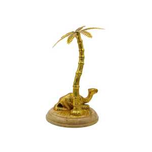 Jaffs Exports Golden Palm Tree Turtle Figurine Aluminium Eco-Friendly Durable Modern Design Tabletop Decor Bohemian Sculpture - Product Image 1