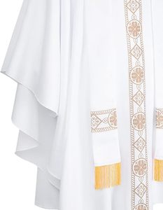 Custom Made Priest Chasuble White Color Embroidery Ethnic Christian Cassocks Vintage Pastor Celebrant Gown Tunic Vestments - Product Image 3