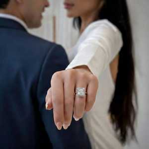 Anillo de Compromiso de Plata de Ley 925 con Baño de Oro Rosa, Moissanita de Corte Princesa de 1.5CT con Halo, Engaste de Puntas, Sin Níquel, Sin Plomo - Product Image 5