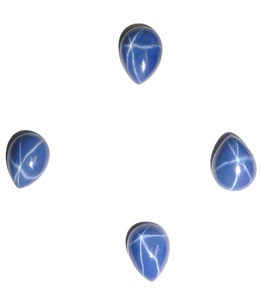 Zafiro Azul Estrella Pera 6x8 mm 1.5 Quilates, Cabujón Pulido Creado en Laboratorio con Efecto Estrella de 6 Rayos, 3 mm de Altura para Fabricación de Joyas - Product Image 4