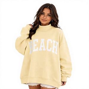 Sweat-shirt à col montant oversize pour femme, en molleton doux, style ample, fabrication professionnelle, OEM - Product Image 1