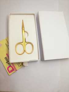 Matte Gold Fine Point Scissors Professional Nail Scissors Custom Logo Manicure Scissors Card Box Packing <b>Small</b> Cuticle Scissor - Product Image 1
