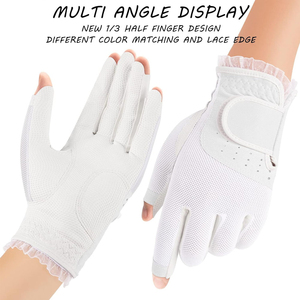 ถุงมือกีฬากันลื่นครึ่งนิ้ว สีฟ้าอ่อน สีขาว โพลีเอสเตอร์ สำหรับทุกเพศ สำหรับปั่นจักรยาน - Product Image 3