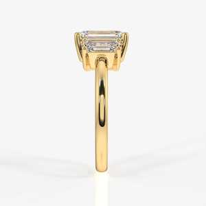 <b>Emerald</b> Cut Lab Grown Diamond Three Stone <b>Ring</b> in <b>Silver</b> For Gift And Party Wholsale Dailywear Fine For Womens - Product Image 4