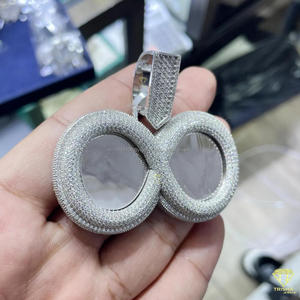 Custom <b>Infinity</b> Frame Pendant <b>Necklace</b> with 925 Sterling Silver Rhodium Plated Hip Hop Style Moissanite GIA Certified - Product Image 1