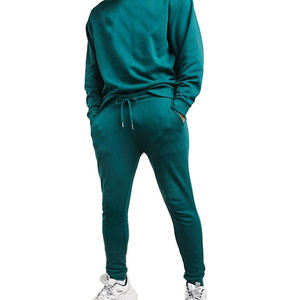Survêtement unisexe vert sarcelle, coupe classique, couleur unie, respirant, 100 % coton, poches latérales, fermeture à cordon, idéal pour l'automne - Product Image 4