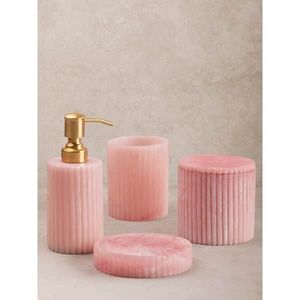 The Handmade Collection Luxury Resin Classic Five-Piece Round Soap Dish <b>Toothbrush</b> <b>Holder</b> Dispenser Wall-Mounted Easy to Clean - Product Image 3