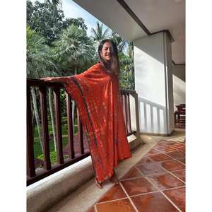 Robe longue kaftan tie-dye pour femme, écologique, lavable, 100 % coton, coupe ample, style resort, pour l'été, la plage et les vacances - Product Image 2