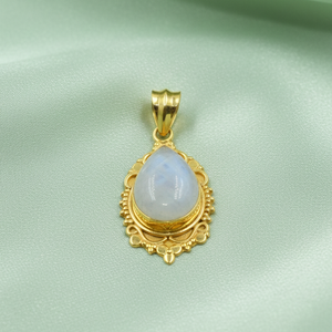 Colgante de Piedra Lunar Arcoíris Natural en Forma de Lágrima, Plata de Ley 925, Hecho a Mano, Estilo Boho Vintage, Collar con Piedra Curativa - Product Image 3