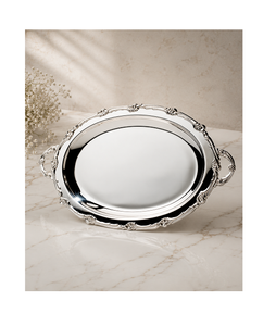 Bandeja de hierro color beige chocolate con forma ovalada, vajilla de la mejor calidad, juego de bandejas para servir comida de dos tamaños diferentes. - Product Image 5