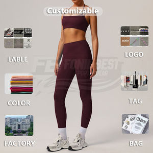 Nouvelle tenue de sport pour femme : Soutien-gorge de sport à bretelles réglables et dos nu, Legging de fitness push-up, Legging de gym, Legging de yoga uni avec cordon de serrage - Product Image 3