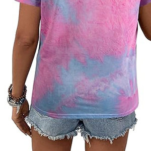 Camiseta Tie Dye con Ribete en Contraste, Última Moda, Nuevo Diseño, Ropa Urbana, Logotipo Personalizado, Camiseta Tie Dye para Mujer - Product Image 3