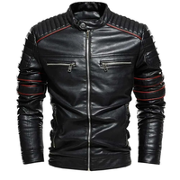 Blouson en cuir premium pour homme, vêtement d'extérieur d'hiver avec poches zippées, taille personnalisée, couleur, étiquette et logo.