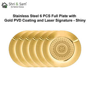 6 placas completas de acero inoxidable con revestimiento PVD dorado y platos y placas brillantes de firma láser - Product Image 3
