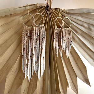 Bohemian Tassel <b>Drop</b> Earrings Gold Plated Alloy Beaded Fringe Women's Party Jewelry Gradient Design Fashion Statement Piece - Product Image 4