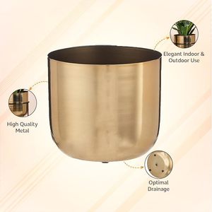 Maceta de Metal Dorada con Soporte, Maceta Decorativa para Interiores, Maceta Moderna para Plantas, Decoración del Hogar, Soporte para Plantas - Product Image 3