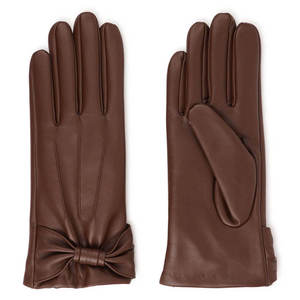 Leather Gloves With <b>Wool</b> Lining <b>Thermal</b> Winter Wrist Length Casual Plain Style - Product Image 3