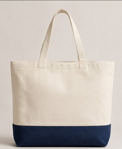 Geometric Print Blue Jute Canvas Tote <b>Bag</b> Eco Friendly Large Capacity Women Shoulder Handbag Reusable <b>Navy</b> Block Shopping - Product Image 5