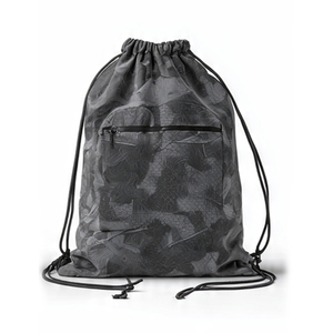 Mochila de gimnasio con cordón, mochilas deportivas de nailon con cordón, bolsas deportivas de camuflaje negras con bolsillo y logo - Product Image 3