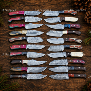 Couteau de chasse professionnel haut de gamme en acier Damas, manche en bois OEM, lame fixe à pointe clip, épaisseur 0,5 mm, qualité industrielle, 8 pouces - Product Image 2