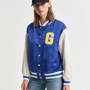 Chaqueta Varsity para Mujer al por Mayor en Azul Intenso, Chaqueta Corta de Lana Tejida Personalizada con Insignia G para Béisbol - Product Image 6