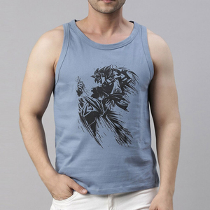 เสื้อกล้ามกีฬาคุณภาพสูงแบบสั่งทำพิเศษ ผ้าฝ้าย 100% สตรีทแวร์ ระบายอากาศได้ดี สีเทา เสื้อออกกำลังกายสำหรับผู้ชาย - Product Image 1