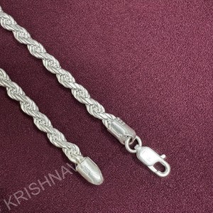 Cadena de cuerda de plata de ley 925 de 4 mm con baño de oro para mujer y hombre, joyería de eslabones retorcidos, regalo diario, moda - Product Image 4