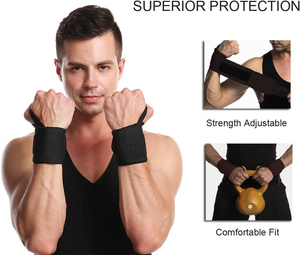 Attelles de poignet réglables avec support pour la musculation et l'entraînement en force, unisexe, noires, fermeture auto-agrippante, protection de base - Product Image 4
