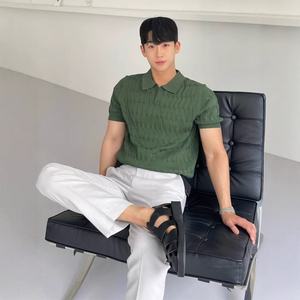 Summer Men's New Knitting <b>T</b>-<b>shirt</b> Fashionable Style Slim-fit Knitted Soft Lapel <b>Collar</b> Knitwear Casual <b>T</b> <b>Shirt</b> - Product Image 6