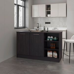 Isola e carrello da cucina Wengue a 2 ante e con vano aperto - Product Image 1