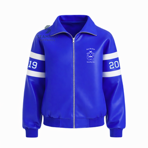 Chaqueta de Cuero PU Zeta Phi Beta Estilo Racing para Mujer, Chaqueta de Motociclista con Bloques de Color, Chaqueta de Carreras de Alta Velocidad - Product Image 1