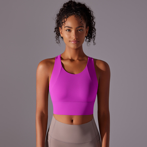 Débardeur court sans couture pour femme, couleur unie, col rond, respirant, en Spandex et Polyester, idéal pour le yoga, coupe classique - Product Image 4