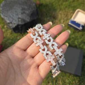 Pulsera de Eslabones de Trébol Chapada en Rodio, Plata de Ley 925 con Diamantes de Moissanita VVS, Joyería de Lujo Tipo Tenis - Product Image 2