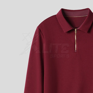 Chemises pour hommes de style actuel avec fermeture éclair, motif uni, manches longues, coupe confortable, tissu respirant pour les tenues de tous les jours - Product Image 6