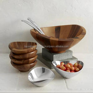 Bol à fruits rond en bois de taille personnalisée avec bol de service en bois imprimé en émail pour la décoration intérieure par Tayyab Handicraft - Product Image 5