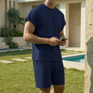 Conjunto de Camisa y Pantalones Cortos de Color Sólido para Hombre, Trajes de Verano, Moda Urbana y Casual, Traje de Manga Corta para Hombre, Conjunto de Dos Piezas - Product Image 3