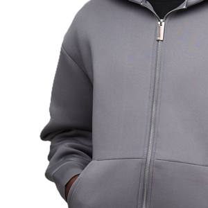 เสื้อฮู้ดผู้ชายผ้าฝ้ายฟลีซแบบซิปเต็มตัว ดีไซน์มินิมอล สตรีทแวร์ รับผลิตโลโก้ตามสั่ง ผลิตเสื้อผ้าโดยตรงจากโรงงาน - Product Image 3