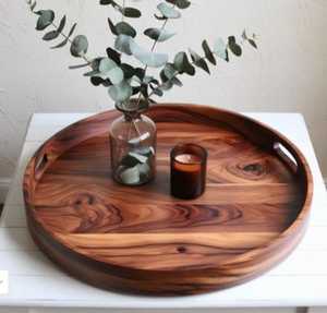 Assiettes rectangulaires en bois d'acacia de 6 pouces, plateaux de service, assiettes de présentation en bois, vaisselle moderne de luxe, compatibles lave-vaisselle - Product Image 1