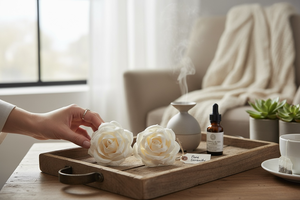 Flor de Sola de Madera de Marfil Elegante y Sostenible Hecha a Mano, 8.5 CM, con Varilla de Fibra Vegetal de Sesbania - Product Image 3