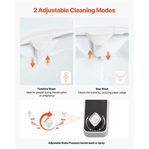Accessorio Bidet Ultra-Sottile da 0,3 Pollici per WC con Doppi Ugelli Retrattili e Pressione dell'Acqua Regolabile in Materiale ABS - Product Image 2