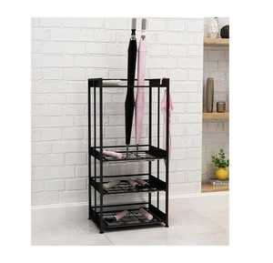 Slim Rectangular Black Metal Mesh Umbrella Stand Modern Entryway Walking Stick Holder Space Saving Indoor Cane Rack Drip Tray Ba - Product Image 2