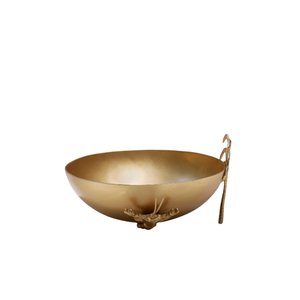 Luxury Gold Hammered Metal Decorative <b>Bowl</b> with Enamel Floral Branch Handles Centerpiece <b>Snacks</b> Serving <b>Bowls</b> - Product Image 5